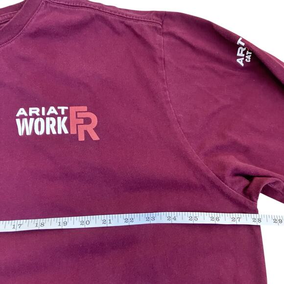 ARIAT Mens Flame Resistant American Raptor Long Sleeve Work T-shirt Burgundy - Picture 10 of 16